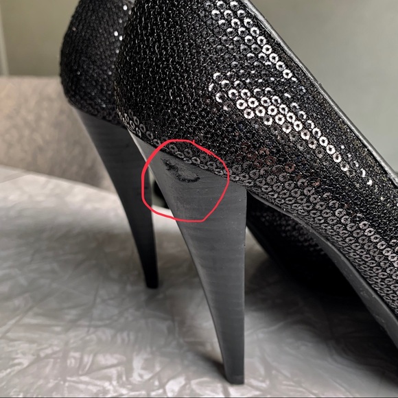 Aldo Platform Peep-Toe Sequin Bow Heels 8-8.5 - Picture 7 of 7